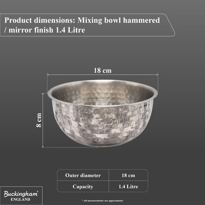 Buckingham Stainless Steel Salad Mixing Bowl Hammered Effect Finish