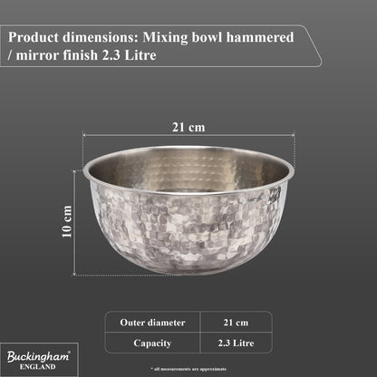 Buckingham Stainless Steel Salad Mixing Bowl Hammered Effect Finish