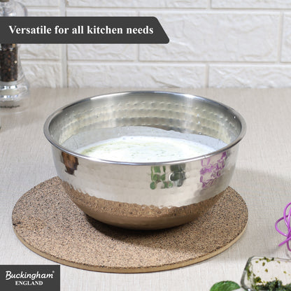 Buckingham Stainless Steel Salad Mixing Bowl Hammered Effect Finish