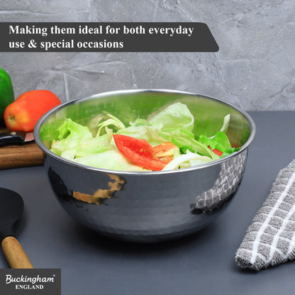 Buckingham Stainless Steel Salad Mixing Bowl Hammered Effect Finish