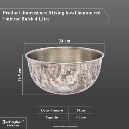 Buckingham Stainless Steel Salad Mixing Bowl Hammered Effect Finish