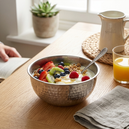 Buckingham Stainless Steel Salad Mixing Bowl Hammered Effect Finish