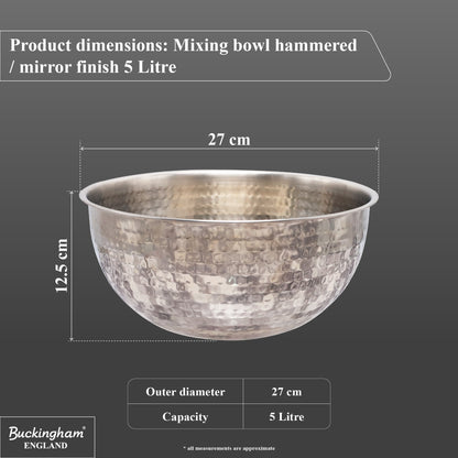 Buckingham Stainless Steel Salad Mixing Bowl Hammered Effect Finish