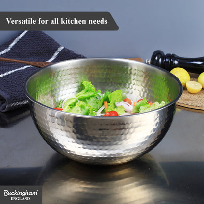 Buckingham Stainless Steel Salad Mixing Bowl Hammered Effect Finish