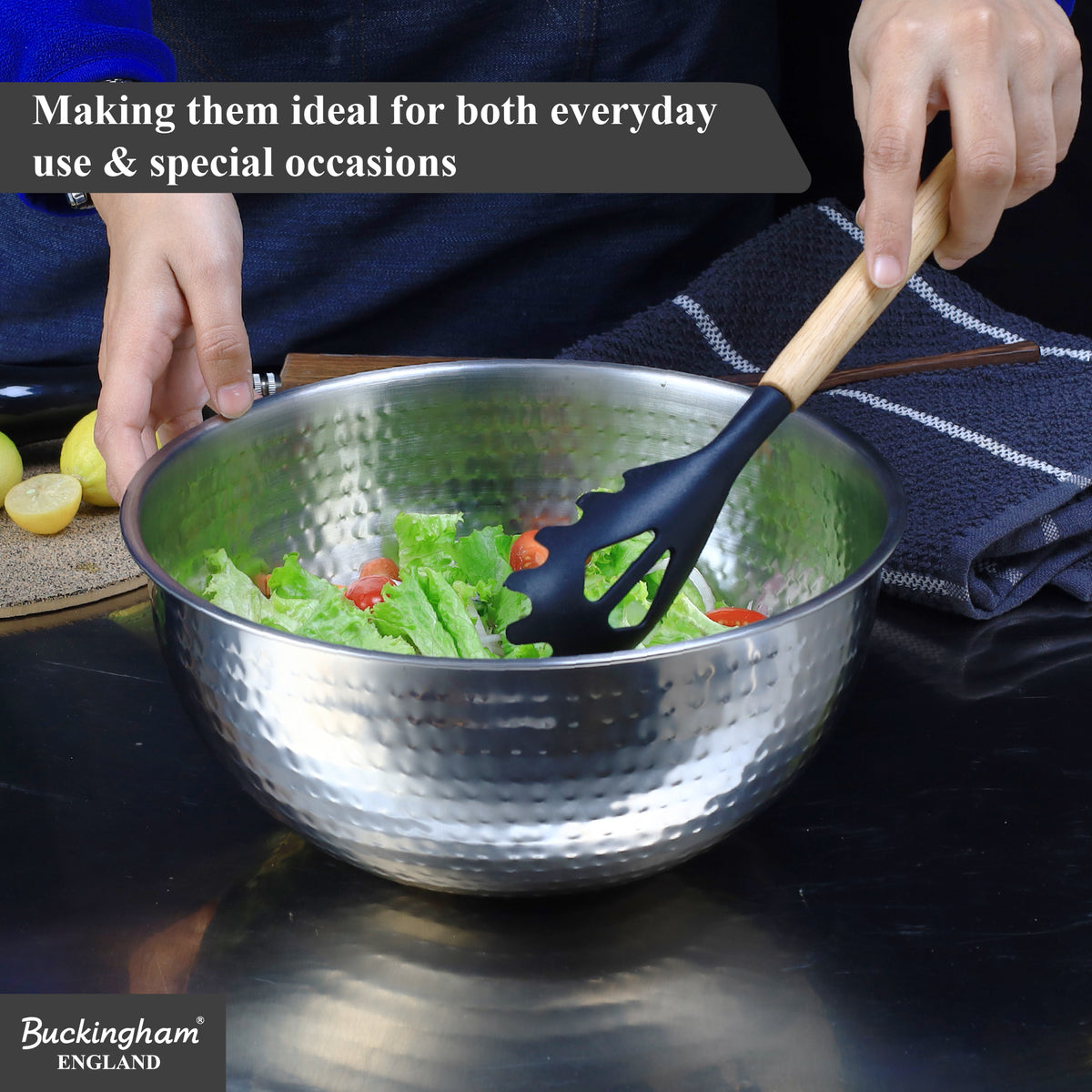 Buckingham Stainless Steel Salad Mixing Bowl Hammered Effect Finish