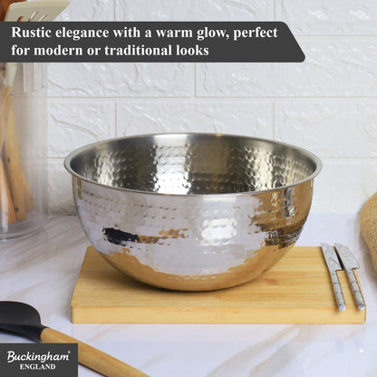 Buckingham Stainless Steel Salad Mixing Bowl Hammered Effect Finish