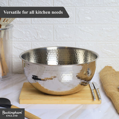 Buckingham Stainless Steel Salad Mixing Bowl Hammered Effect Finish