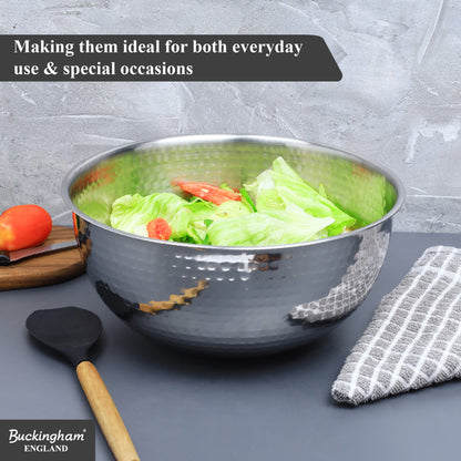 Buckingham Stainless Steel Salad Mixing Bowl Hammered Effect Finish