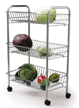 Buckingham Three Tier Mobile Trolley Kitchen Storage , Chrome Plated , Premium Quality