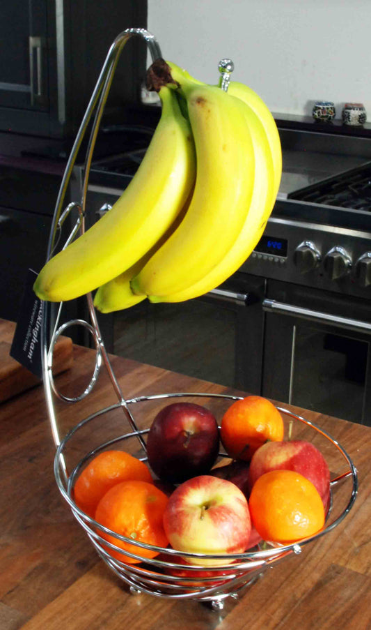 Buckingham Banana Tree Holder Fruit Basket Storage Bowl, Chrome Plated, Premium Quality