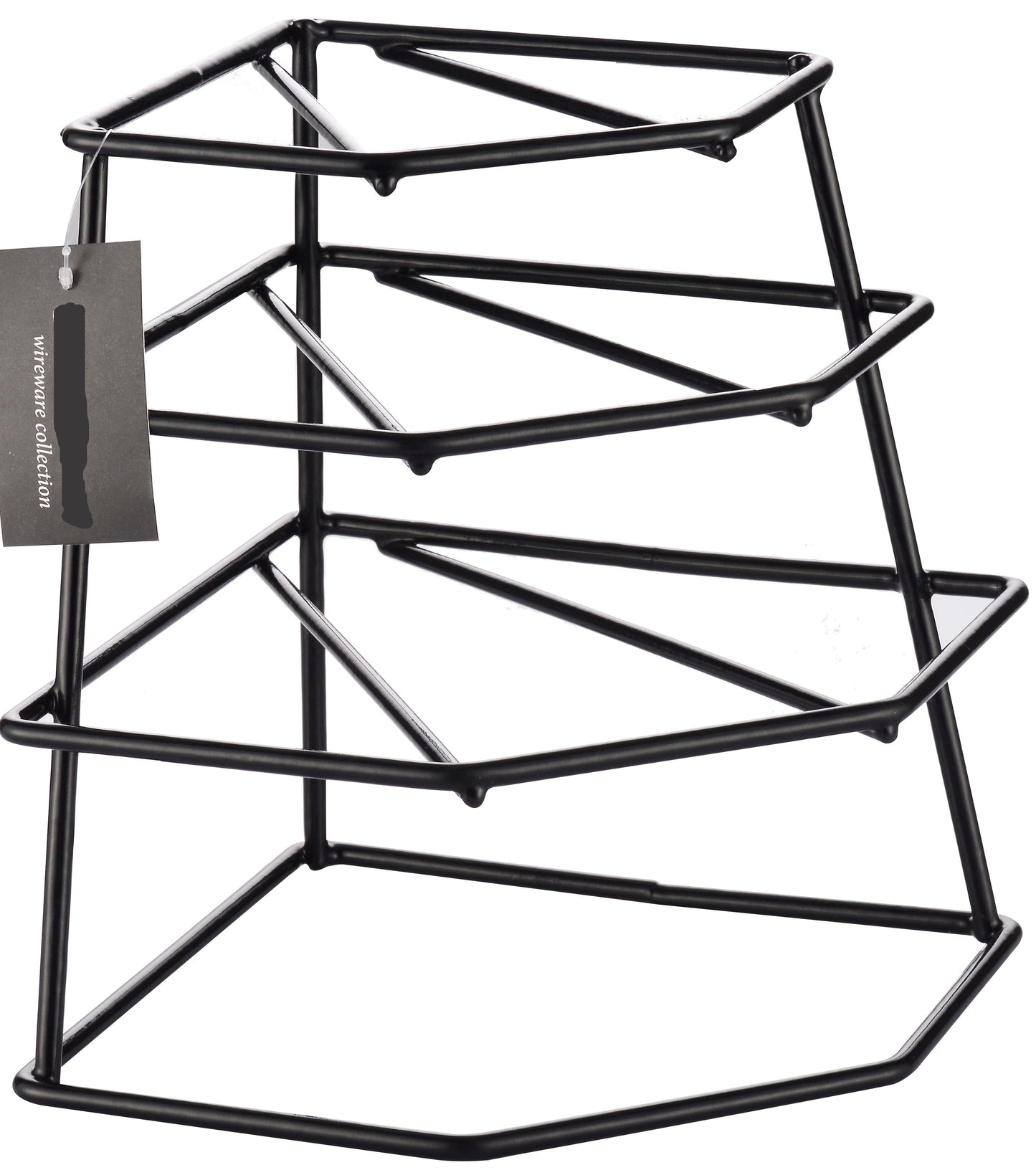 Buckingham 4 Tier Corner Plate, Cabinet Organiser, Storage Rack, Space Saver-Premium Quality, Steel, Black, 23 x 23 x 26 cm