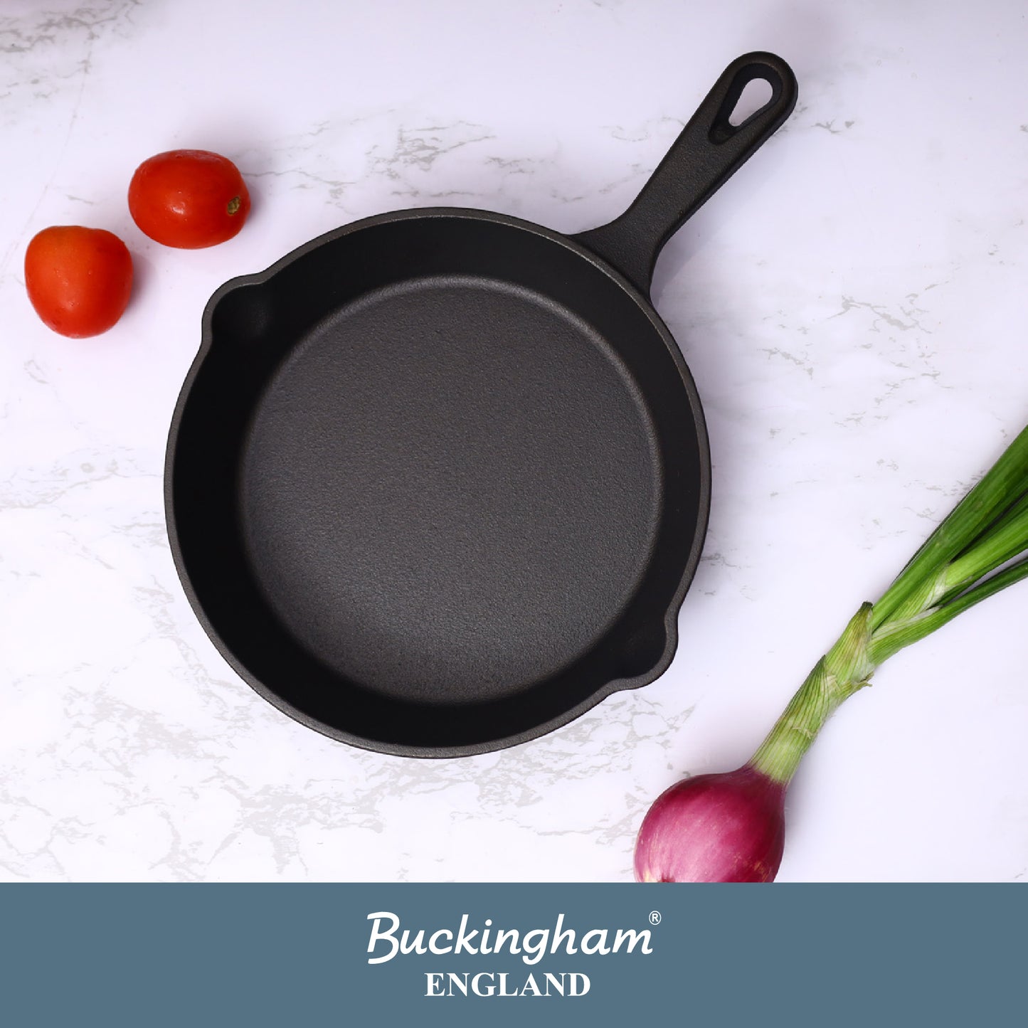 Buckingham Pre-Seasoned Cast Iron Skillet, Frying Pan for Healthy Cooking-Premium Quality Black 16.5 cm