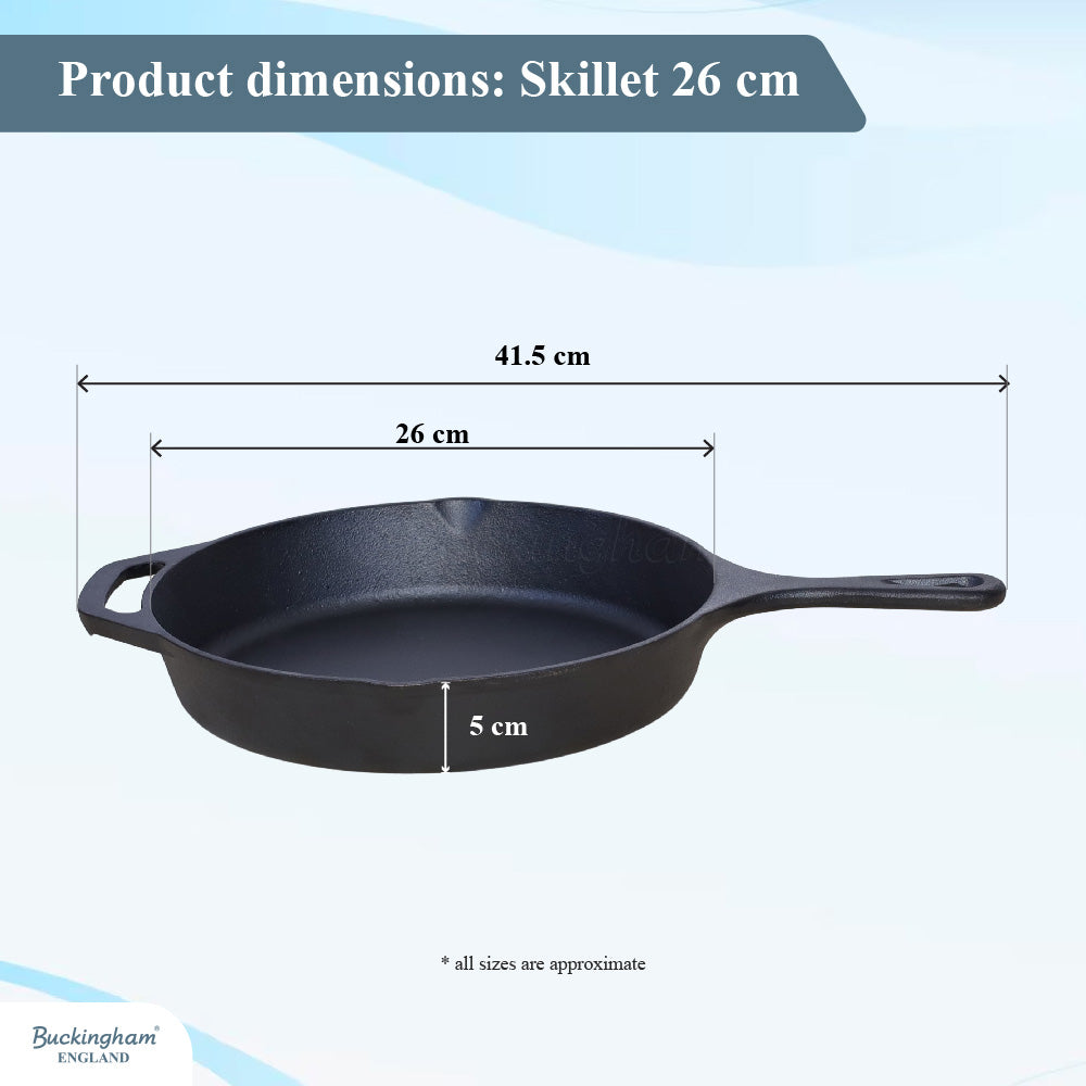 Buckingham Pre-Seasoned Cast Iron Frying Skillet Pan.