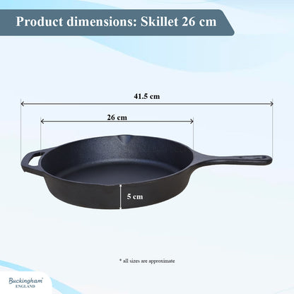 Buckingham Pre-Seasoned Cast Iron Frying Skillet Pan.