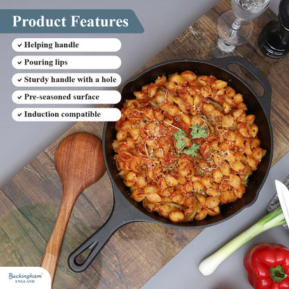 Buckingham Pre-Seasoned Cast Iron Frying Skillet Pan.