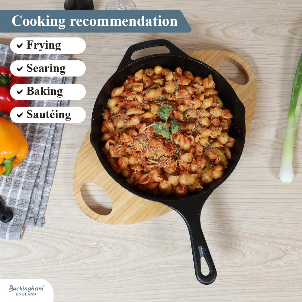 Buckingham Pre-Seasoned Cast Iron Frying Skillet Pan.