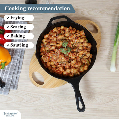 Buckingham Pre-Seasoned Cast Iron Frying Skillet Pan.