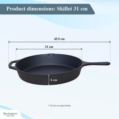 Buckingham Pre-Seasoned Cast Iron Frying Skillet Pan.
