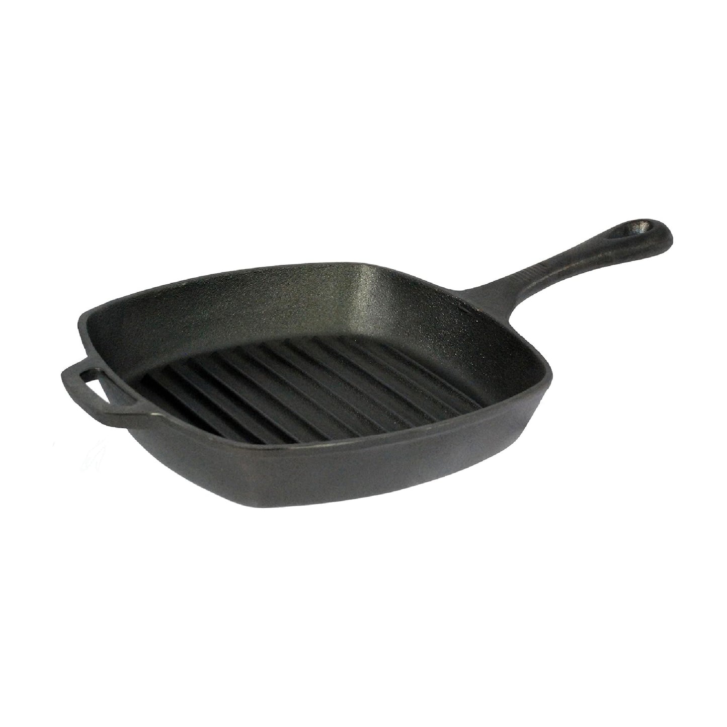 Buckingham Pre-Seasoned Cast Iron Square Grill Pan, Black measuring 26.5cm x 26.5cm.