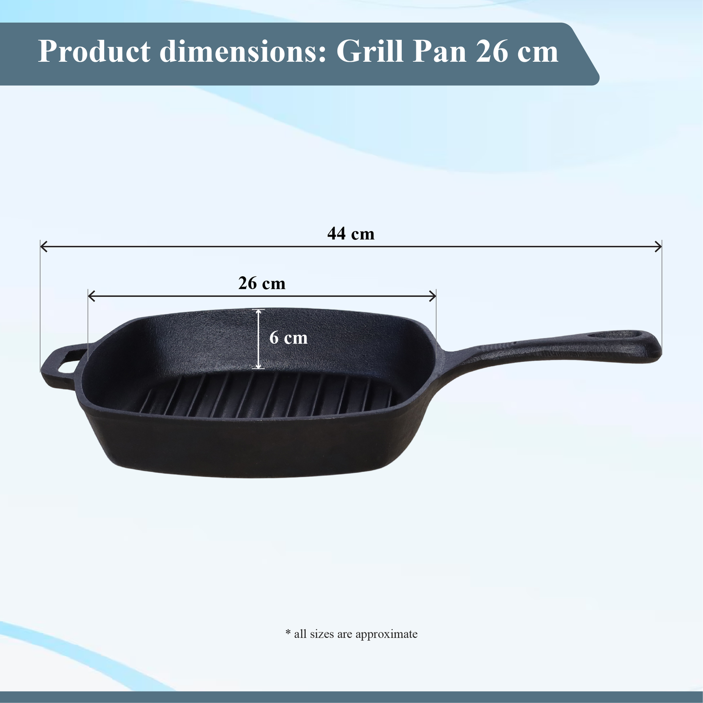 Buckingham Pre-Seasoned Cast Iron Grill Pan 26 cm