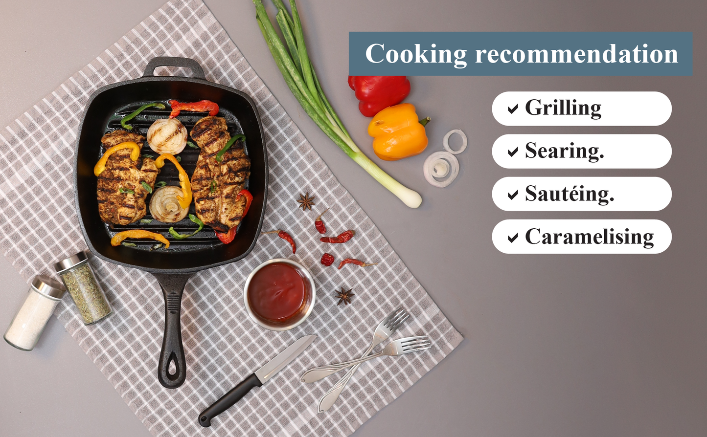 Buckingham Pre-Seasoned Cast Iron Grill Pan 26 cm