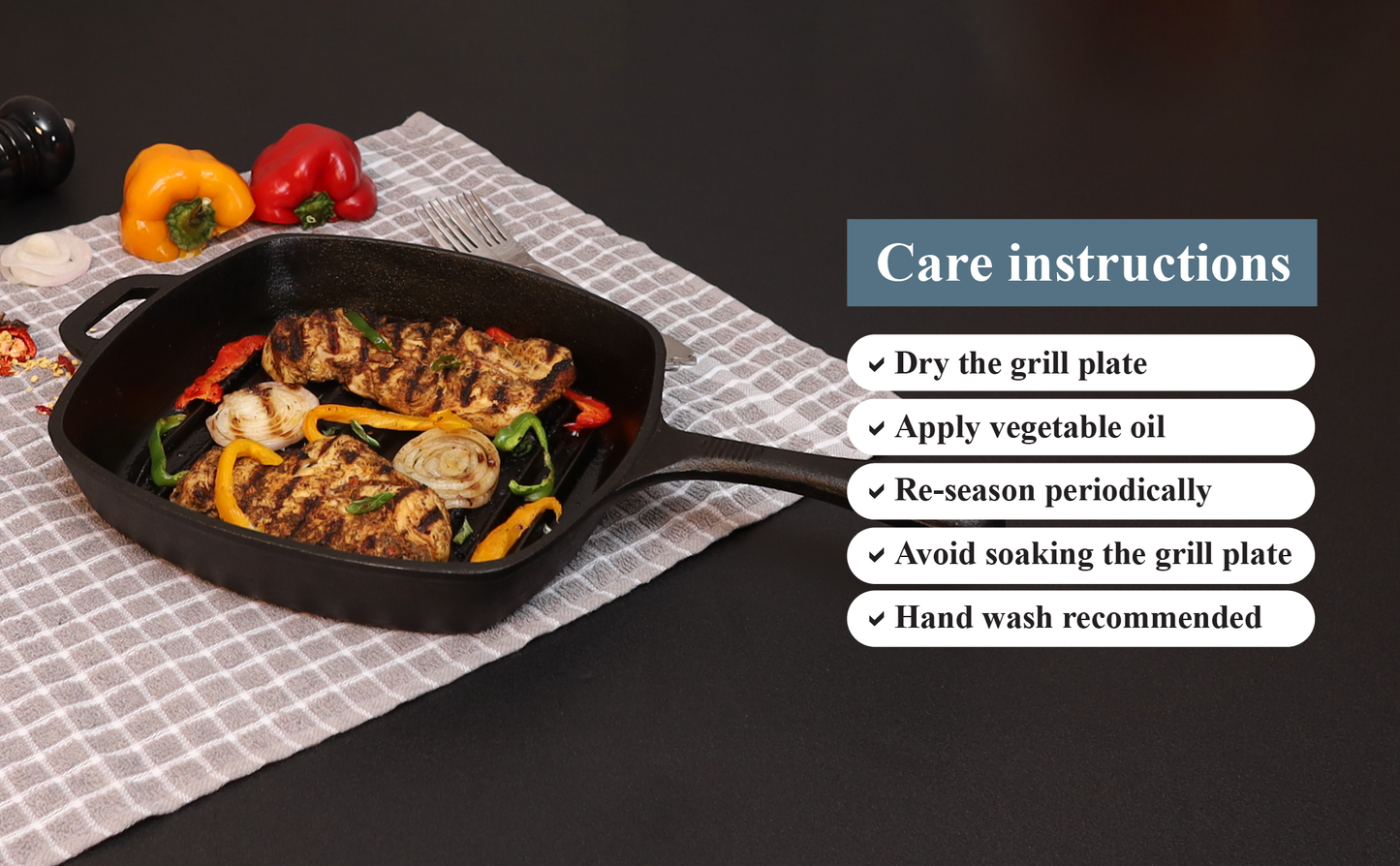 Buckingham Pre-Seasoned Cast Iron Griddle Pan 24 cm