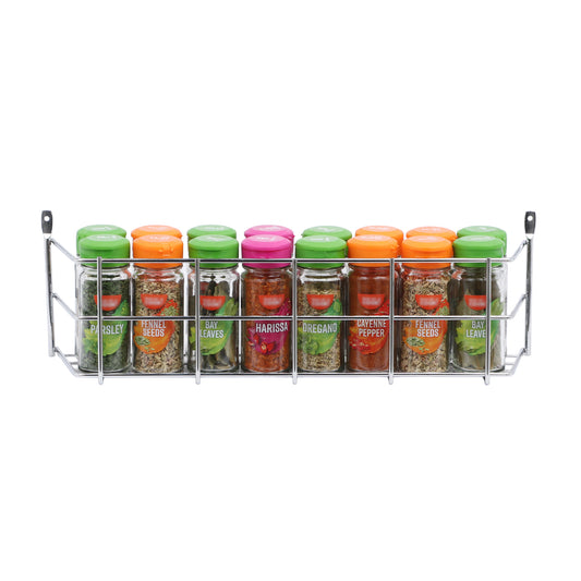 Buckingham 1 Tier Spice Jar Organiser Chrome Rack Wall