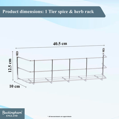 Buckingham 1 Tier Spice Jar Organiser Chrome Rack Wall
