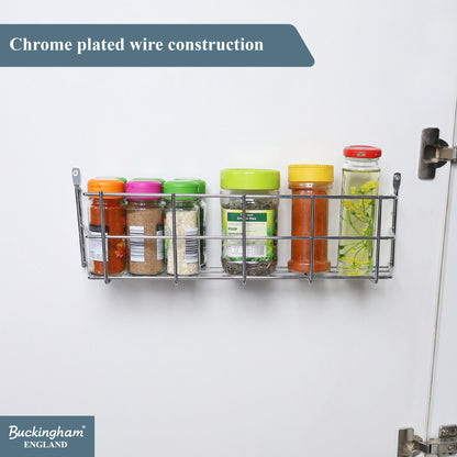 Buckingham 1 Tier Spice Jar Organiser Chrome Rack Wall