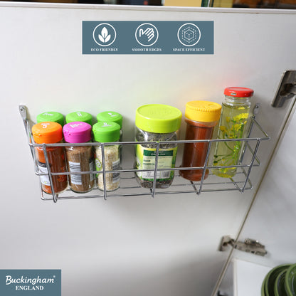 Buckingham 1 Tier Spice Jar Organiser Chrome Rack Wall