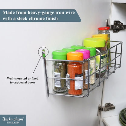 Buckingham 1 Tier Spice Jar Organiser Chrome Rack Wall