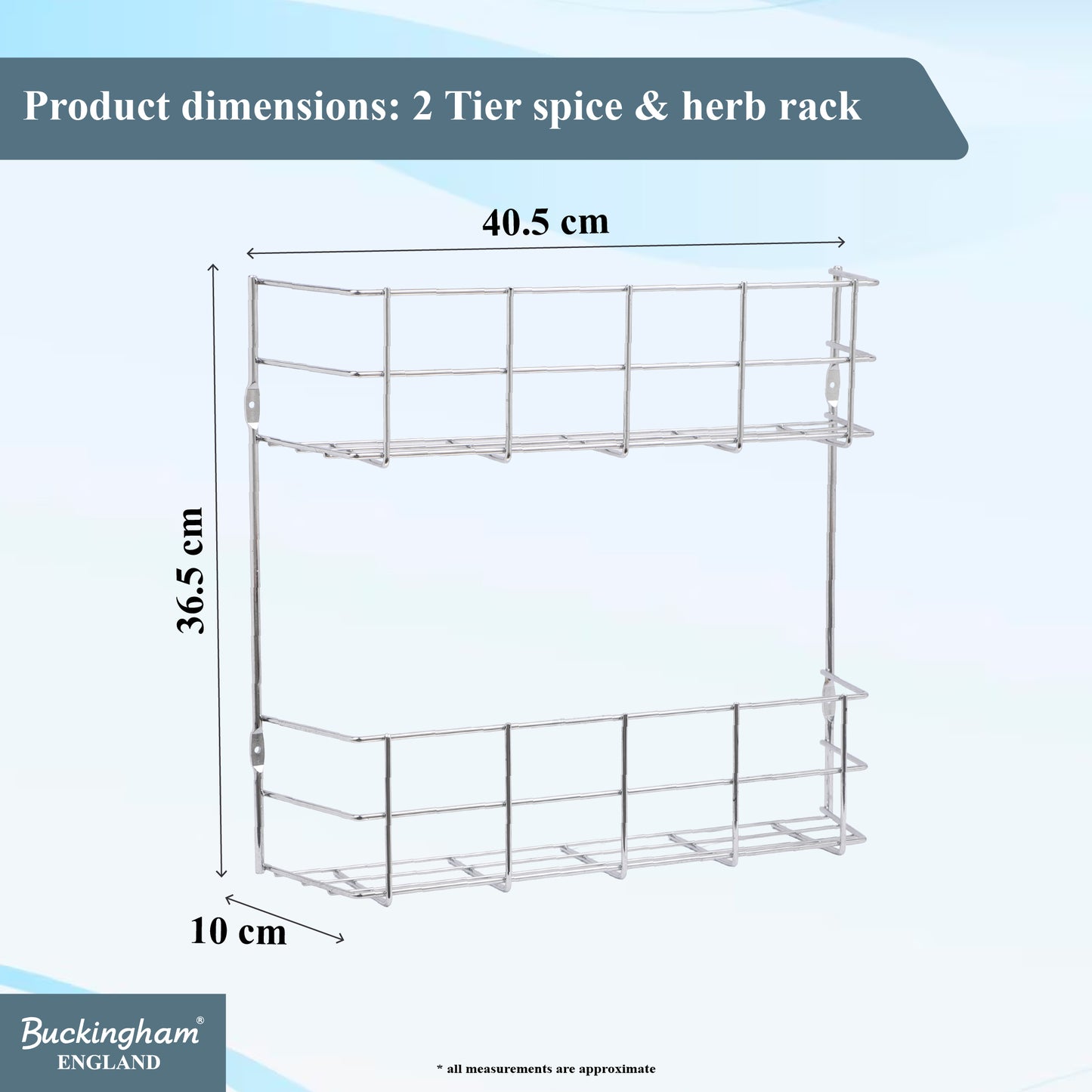 Buckingham Premium 2 Tier Metal Herb and Spice Rack