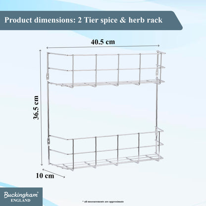 Buckingham Premium 2 Tier Metal Herb and Spice Rack