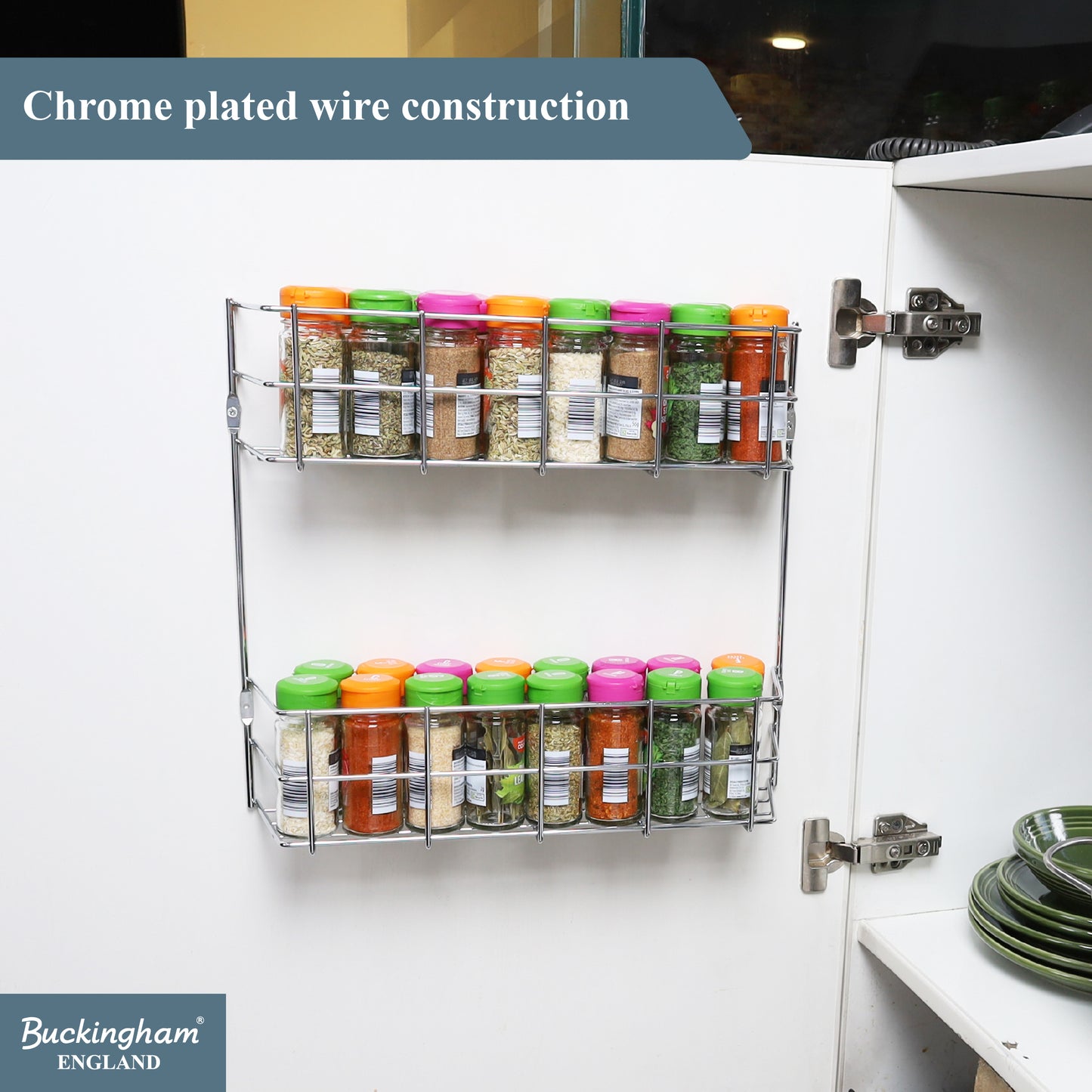 Buckingham Premium 2 Tier Metal Herb and Spice Rack