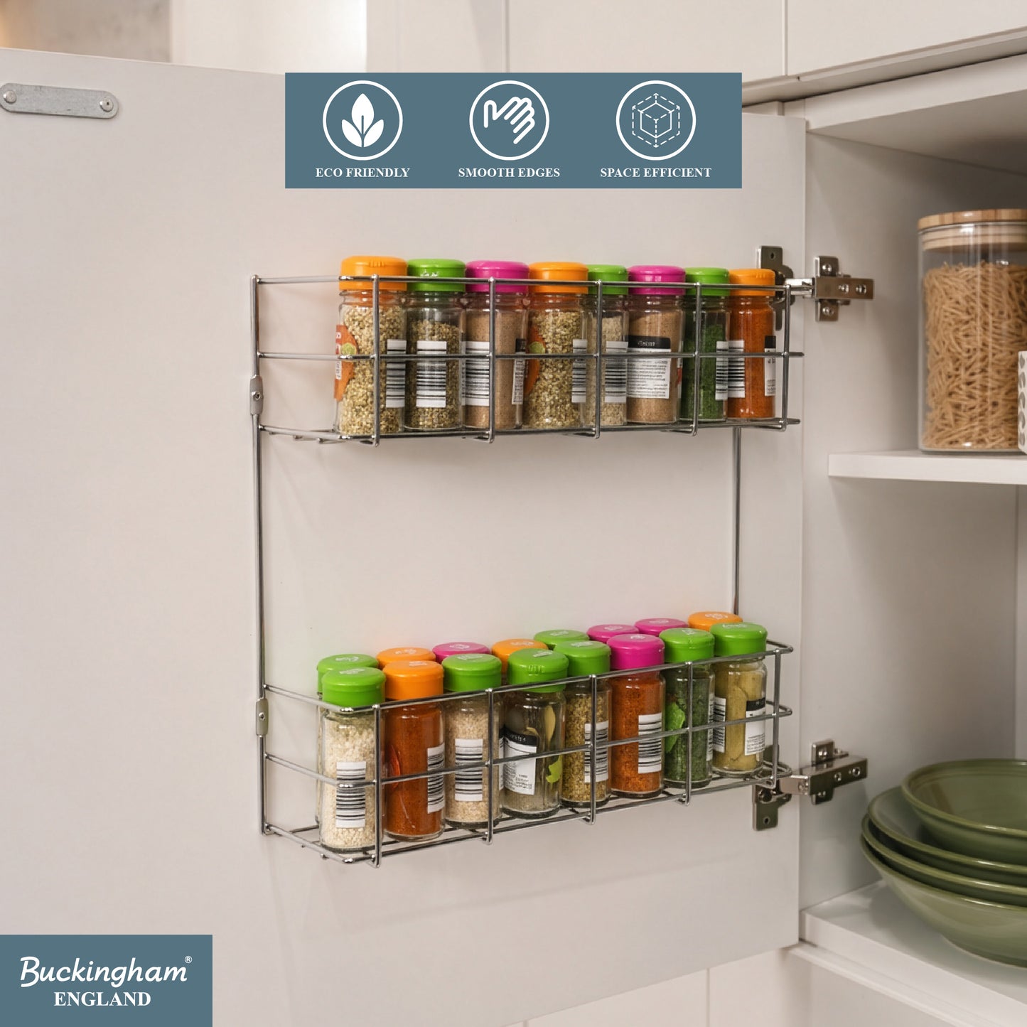 Buckingham Premium 2 Tier Metal Herb and Spice Rack
