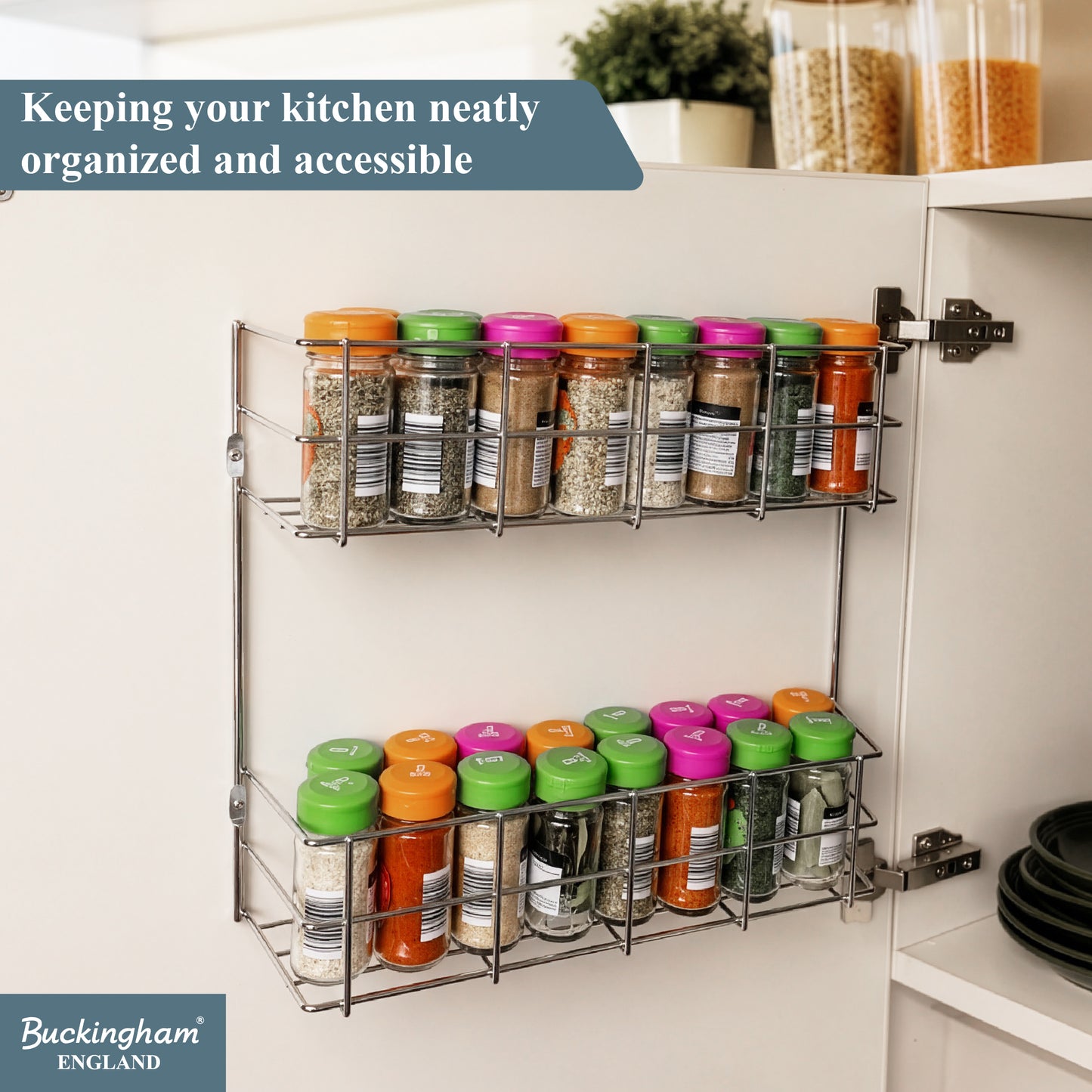 Buckingham Premium 2 Tier Metal Herb and Spice Rack