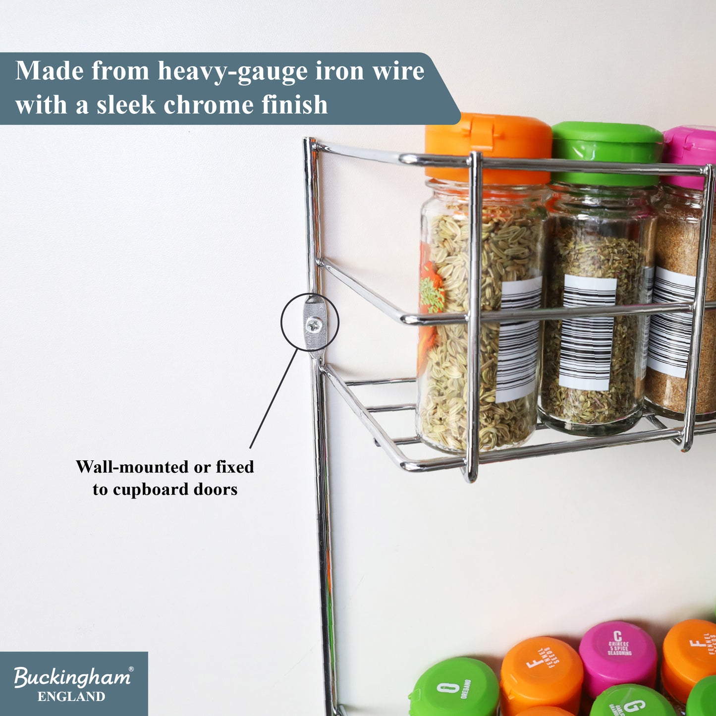 Buckingham Premium 2 Tier Metal Herb and Spice Rack