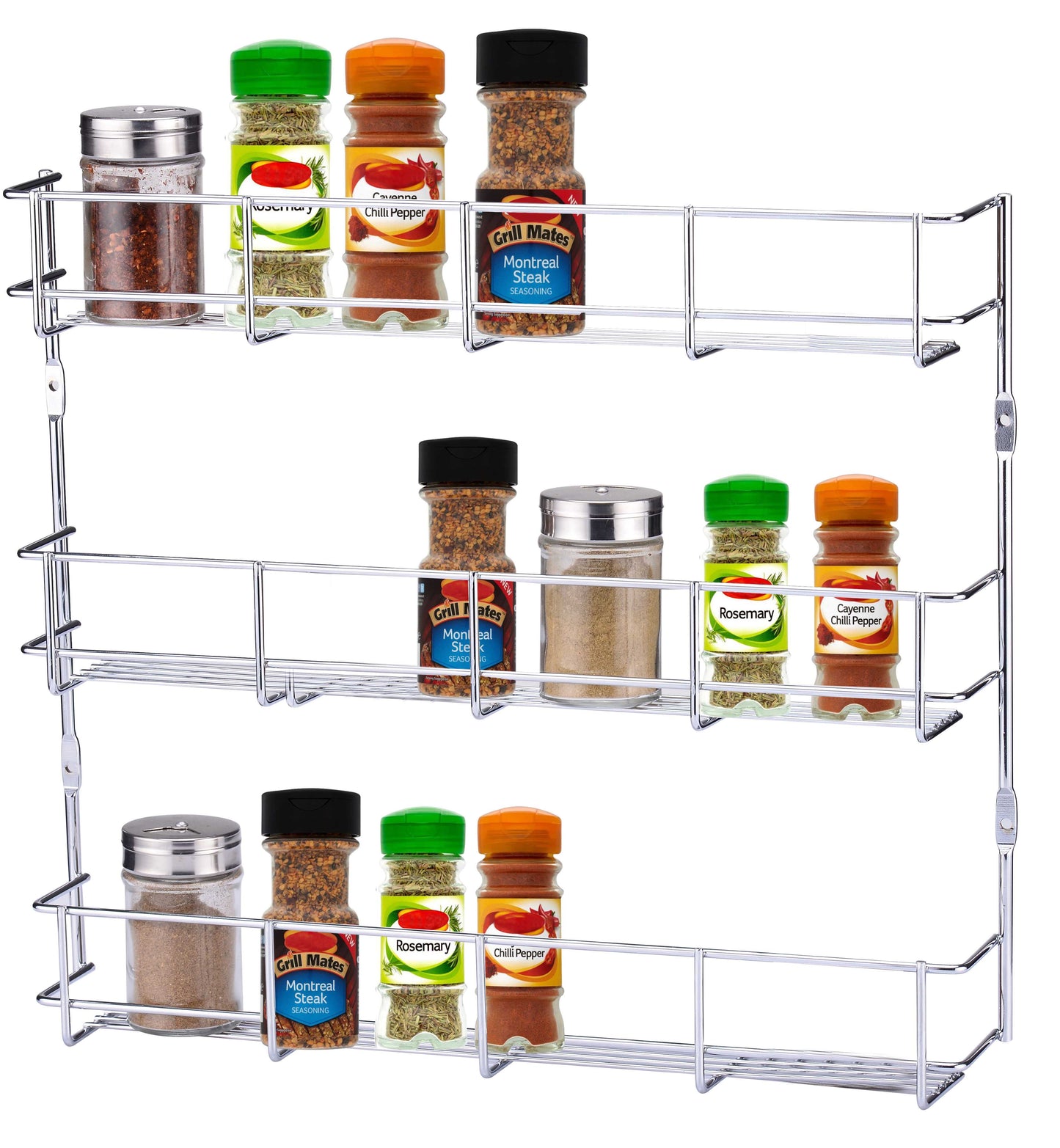 Buckingham  Tier Spice & Herb Rack-Wall Mountable or Kitchen Cupboard Door Storage, Sturdy Gauge Chrome Plated Wire Construction , Premium Quality,