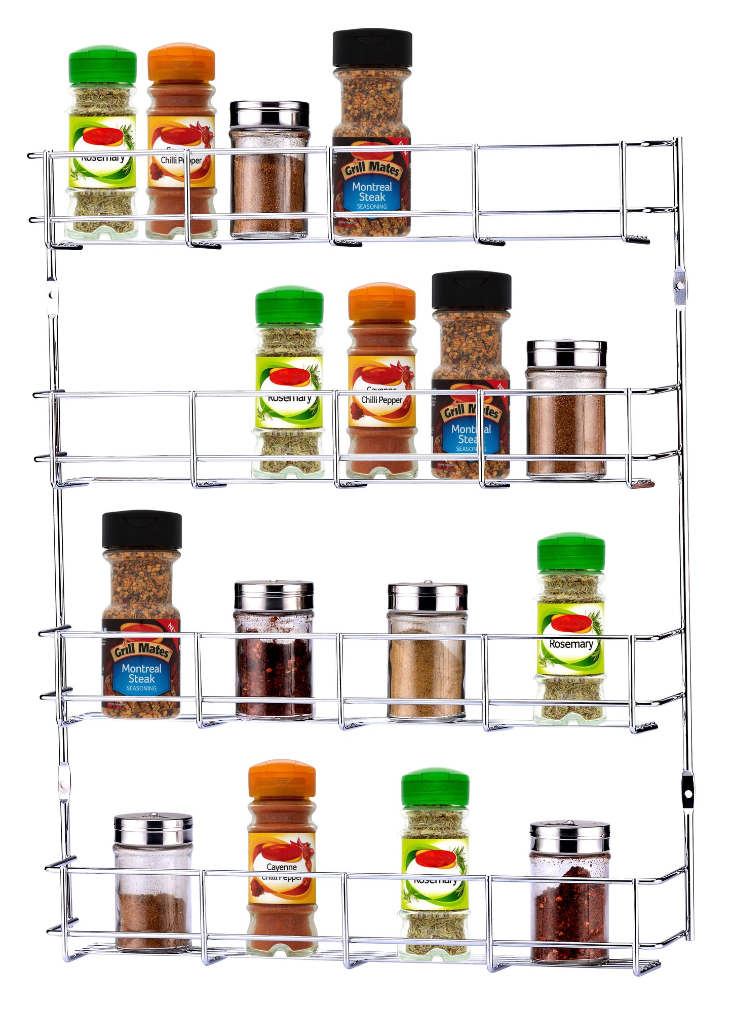 Buckingham  Tier Spice & Herb Rack-Wall Mountable or Kitchen Cupboard Door Storage, Sturdy Gauge Chrome Plated Wire Construction , Premium Quality,