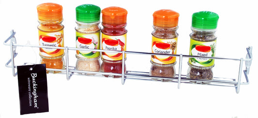 Buckingham  Tier Spice & Herb Rack-Wall Mountable or Kitchen Cupboard Door Storage, Sturdy Gauge Chrome Plated Wire Construction , Premium Quality,