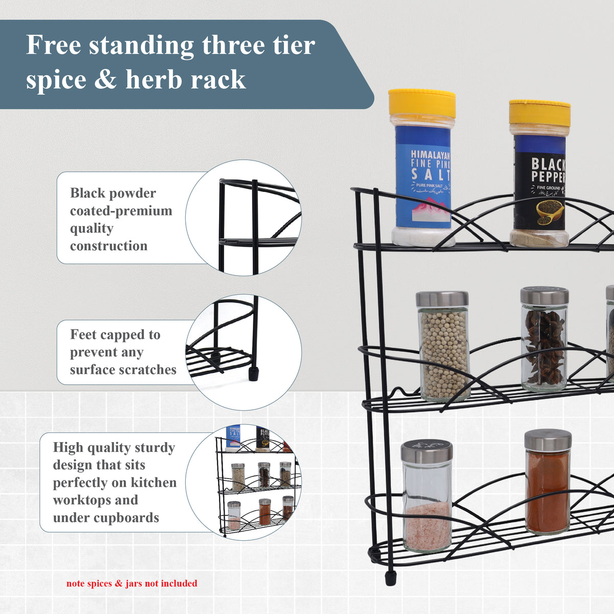 Buckingham 3 Tier Free Standing Spice Rack