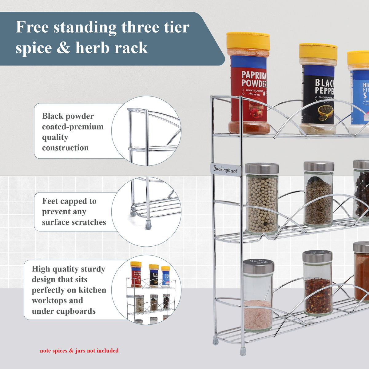 Buckingham 3 Tier Free Standing Spice Rack