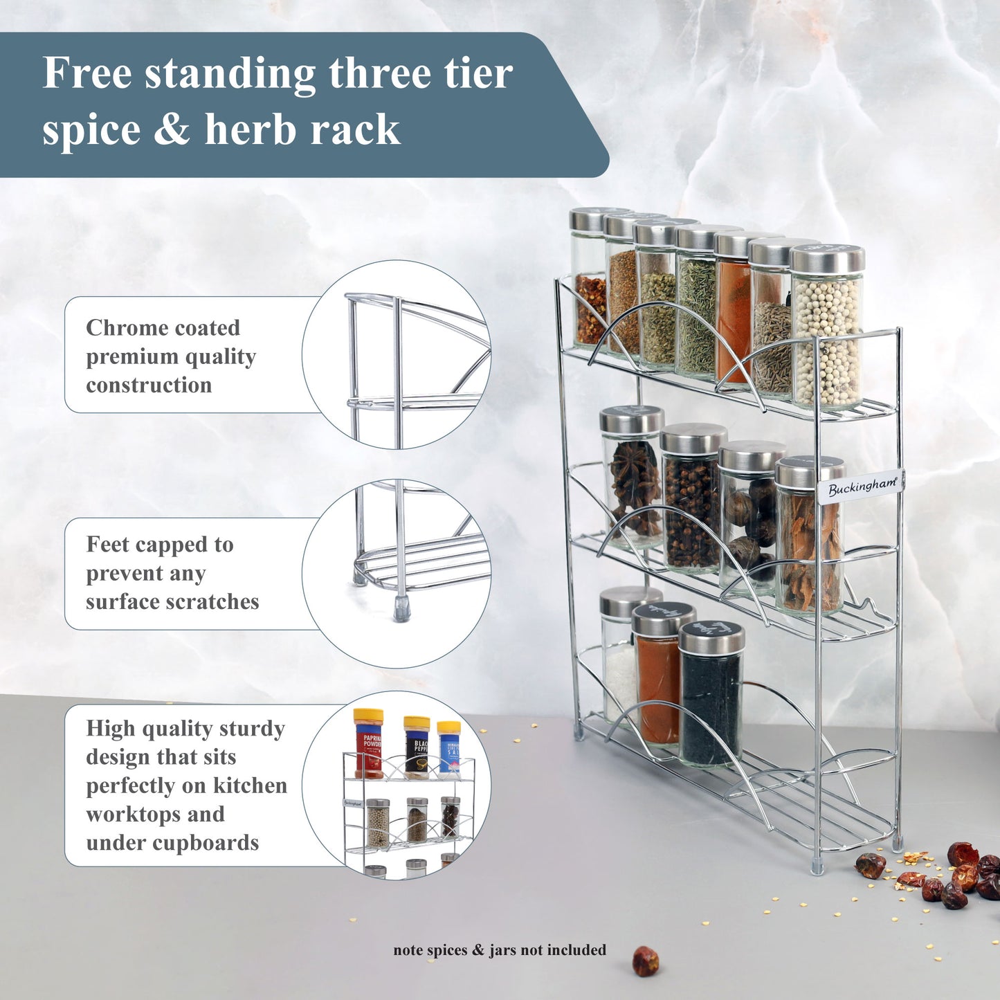 Buckingham 3 Tier Free Standing Spice Rack