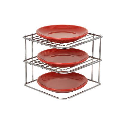 Buckingham 3 Tier Chrome Corner Plate Kitchen Metal, 22.5 cm