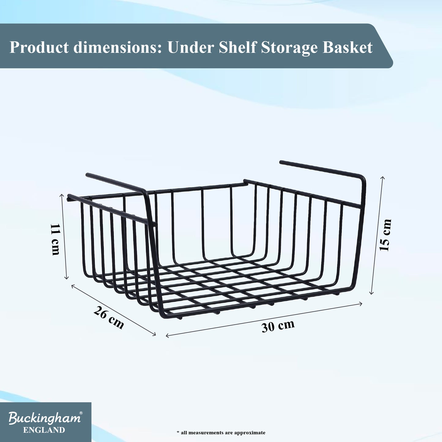 Buckingham High End Under Shelf Storage Basket Organiser Rack