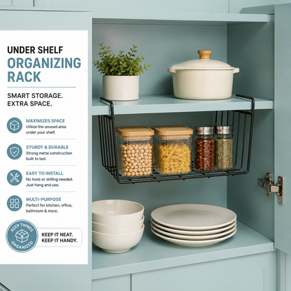 Buckingham High End Under Shelf Storage Basket Organiser Rack