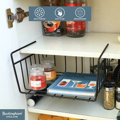 Buckingham High End Under Shelf Storage Basket Organiser Rack