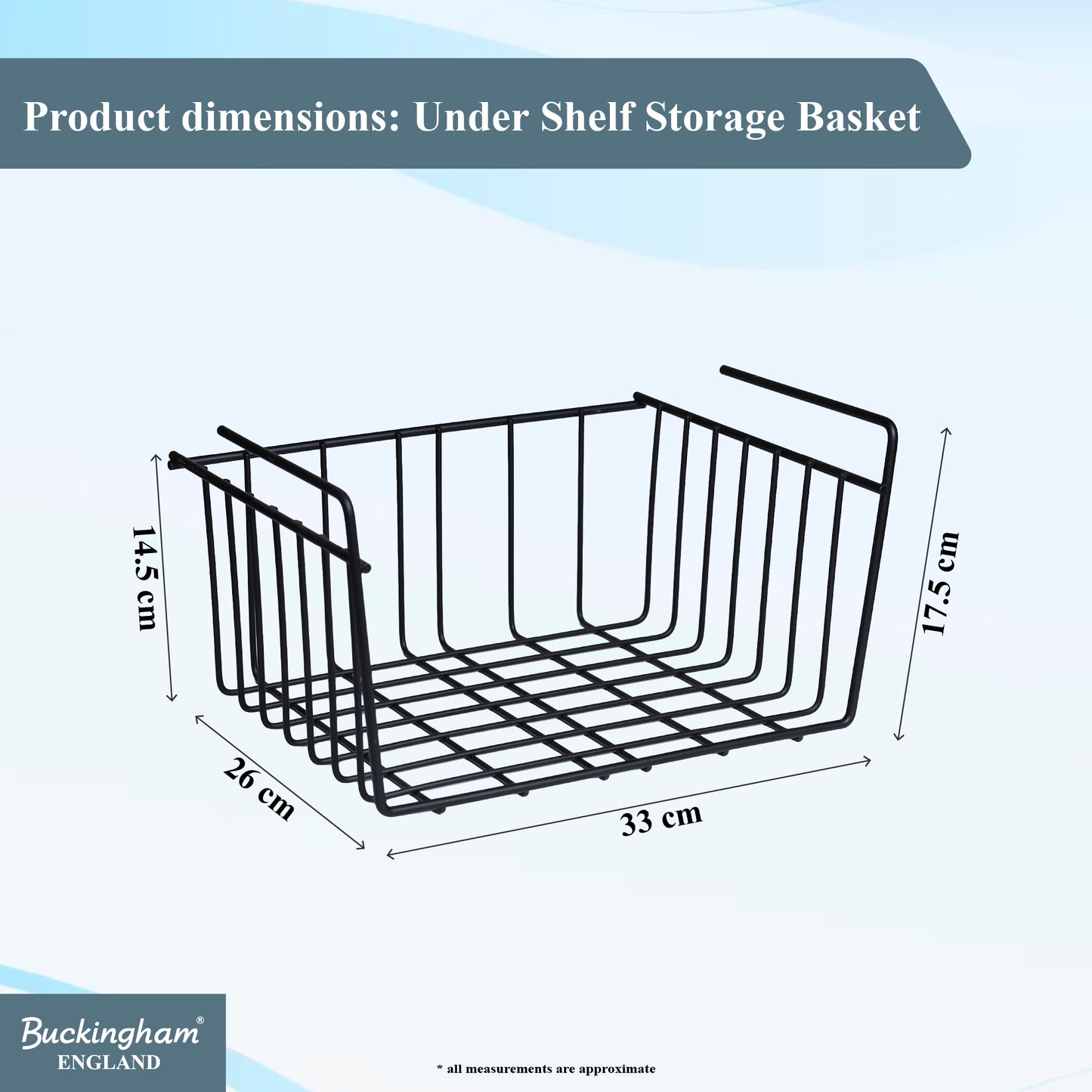 Buckingham High End Under Shelf Storage Basket Organiser Rack
