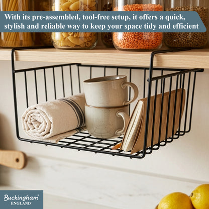 Buckingham High End Under Shelf Storage Basket Organiser Rack
