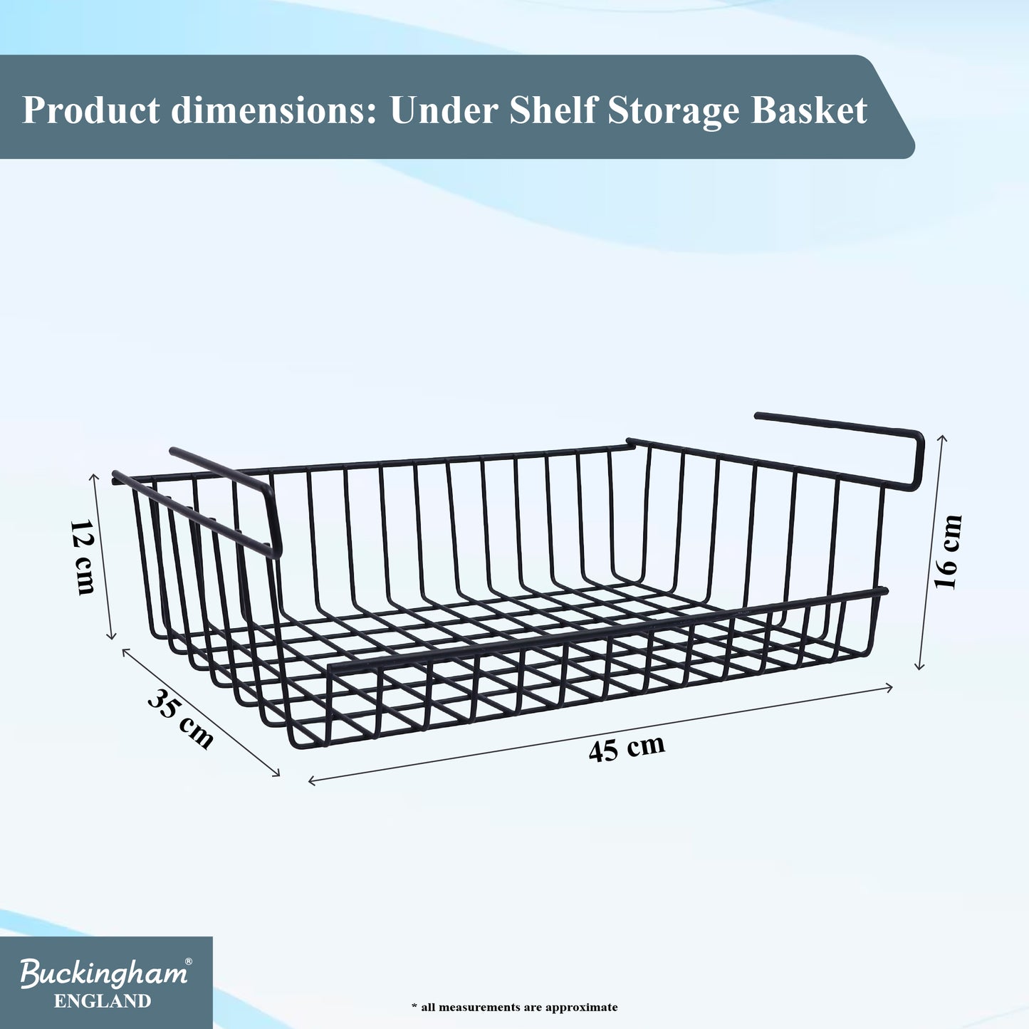 Buckingham High End Under Shelf Storage Basket Organiser Rack